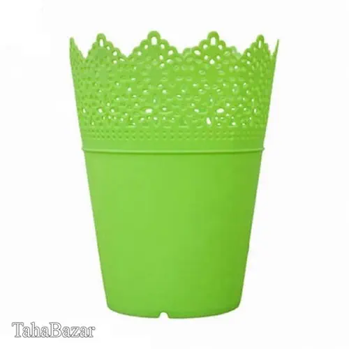 گلدان پلاستیکی مدل B3031 قطر دهنه دوازدهرنگ سبز