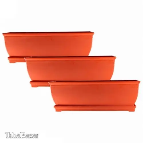 گلدان پلاستیکی رنگی مدل 6060 بسته سه عددی رنگ نارنجی
