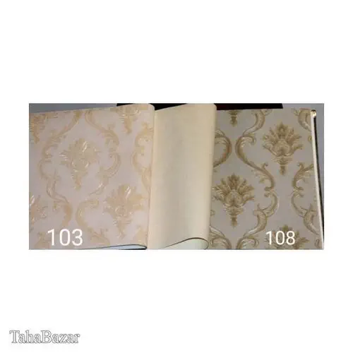 کاغذدیواری عرض 53 سانت طاهابازار کد 103 رنگ کالباسی روشن و طلایی