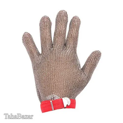 دستکش ضد برش فلزی چینی نقره ای با نوارقرمز سایز L یونکس
