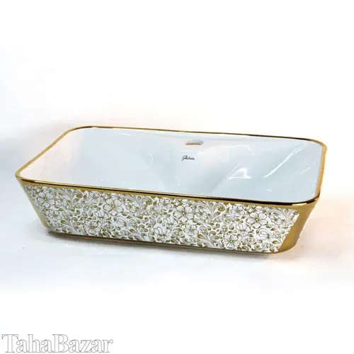 روشویی روکابینتی کوت ایران مدل homa rectangle 525 سفید طلایی